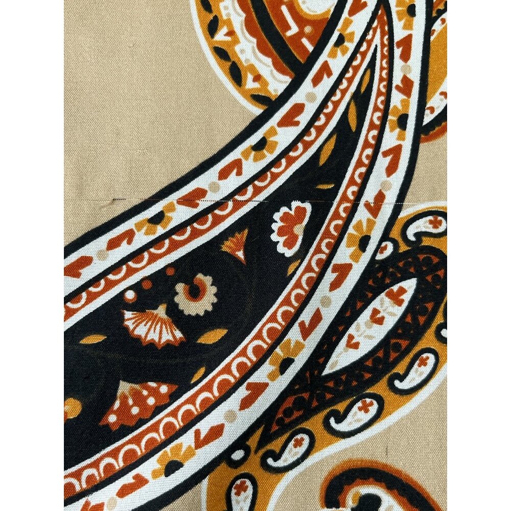Vintage Karina Paisley Scarf – Tan, Brown & Black Rectangular Neck Scarf - Picture 4 of 8